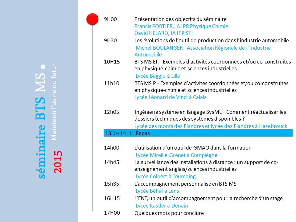 Programme du séminaire académique BTS MS 